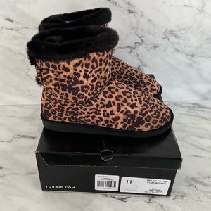 Torrid Leopard Print Fur Lined Cozy Booties